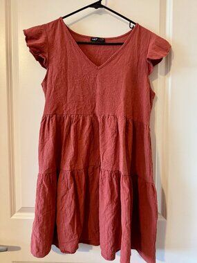 Studio Cleanout | Babydoll Dress — Rusty Coral, Size L